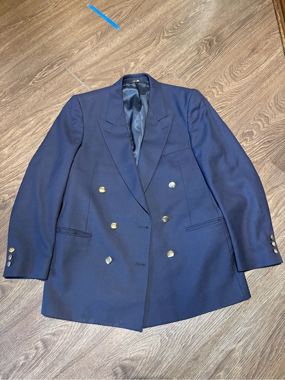 Classic Double-Breasted Navy Blazer with Gold Buttons
